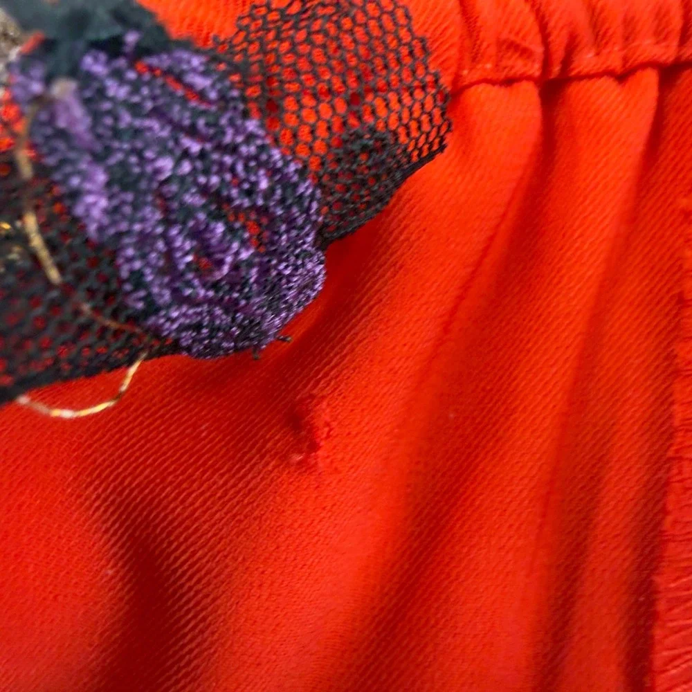 Free‎ People Fiesta Red Lace Dusk Dress Womens Size 2 Floral Lace Off Shoulder